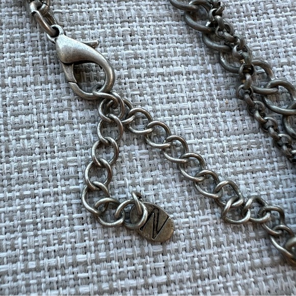 Vintage Napier Mother Of Pearl Pendant W Dangle Charms Necklace  20” Long Chain - Picture 2 of 5